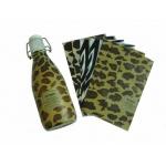 PET Brown Leopard Printed Shrink Sleeve Labels for Baby Drink Bottles for sale