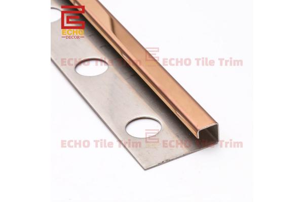 External Rose Gold Stainless Steel Tile Trim Tile Edging 12mm