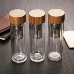 Double Wall High Borosilicate Glass Water Bottle Insulated Tea Infuser OEM for sale