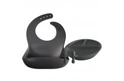 China Soft Silicone Baby Plate And Spoon Set BPA Latex Free eco friendly bibs 29x23cm supplier
