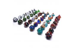 China Gold Foil Resin Dice Set Digital Multi -Faceted Table Game #Rpg#Dnd#Coc supplier