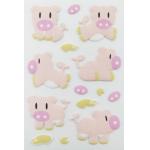 PVC Pink Cute Puffy Animal Stickers Sheets 3D Porkling Dimension Fashionable for sale