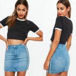 Clothing Black Ringer Short Sleeve Crop Top Women for sale