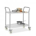 Restaurant Wire Utility  Cart , 2 - Layer Wire Mesh Rolling Cart 30W X 14D X 38H for sale