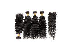 China Natural Black 100% Brazilian Virgin Hair / Deep Curly Human Hair Bundles supplier