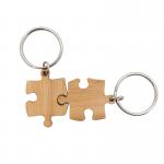 Bamboo Wooden Matching Puzzle Keychain Engraving UV Printing for sale