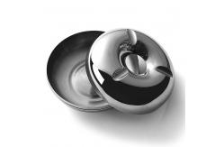 China Shiny Silver 12cm Mini Pocket Ashtray Doughnut Shaped Antique Portable Ashtray supplier
