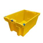 Yellow HDPE Plastic Moving Crate 60 X 40 X 27.5cm Nestable Reusable for sale
