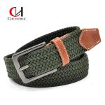 Fashion Woven Elastic Belt Pin Buckle Zinc Alloy Green Color for sale