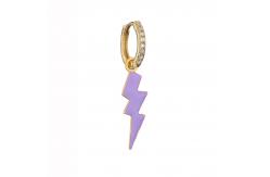 China CZ Lightning Bolt Hoop Earrings OEM Classic Gold Plated Enamel Earring supplier