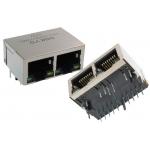 1000 BASE ganged 2 Port cat6 RJ45 Modular Jack with internal transformer RoHS compliance for sale