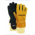 Firefighter Gloves Two-ply Kevlar wristlet with leather pull-tab cuff for sale