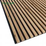 Coating Finish Fireproof Black Wood Veneer Slat Wall Panel Akupanel for Interior Design for sale