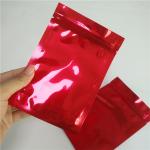 Food Grade Material Zip Lock Pouch Smell Proof Glossy Red Mylar Bags For Pills / Weed for sale
