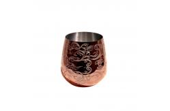 China Stemless Stainless Steel Etching Wine Glasses 18 Oz Copper Wine Cup supplier