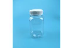 China Empty 200ml 320ml 400ml Plastic Honey Jar Square With Tamper Evident Lid supplier