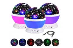 China 360 Degree Auto Rotating LED Projector Night Light 3xAAA battery supplier