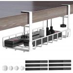 No Drill Under Desk Wire Organizer with Steel Mesh Cable Management Tray and Clamp for sale