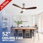 52 Inch 5 Speeds LED Ceiling Fan Lights with 15cm Suspender Length and Dimmer Support for sale