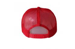 China Beautiful Red Blank Mesh Trucker Cap , Premium Design Mens 5 Panel Caps supplier