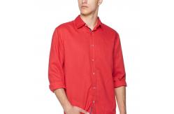China Large Red Tab Cuff Mens Casual Linen Shirts washable With Shirt Collar supplier