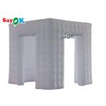Event Booth Displays 2.5m 8.25ft White Portable 3 Door Cube Photo Booth Tent Inflatable With Led Light for sale