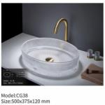 Modern Crystal Clear Glass Bathroom Vanity Round Italy for Hotel for sale