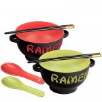 Custom Printed Ceramic Ramen Bowl Set For Soup Noodle Round Shape for sale