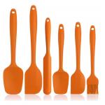 Silicone Spatula Set-Orange 6 Pieces Non-stick-Stainless Steel Mandrel for sale