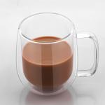 Easy Hold Handle Insulated Espresso Cups , Borosilicate Glass Milk Cup