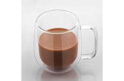 China Easy Hold Handle Insulated Espresso Cups , Borosilicate Glass Milk Cup supplier
