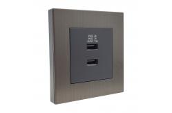 China PC Metal USB Charger Socket 86mm Double Wall Socket With Usb supplier