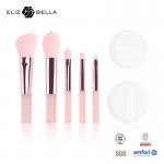 5pcs Cute Travel Makeup Brush Kits With Clear Printing PVC Packaging Box OEM for sale