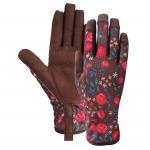 Tight Fitting Gardening Work Gloves Synthetic Leather Spandex Floral Printing for sale