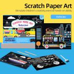 Vehicles Patterned Rainbow Magic Scratch Paper 12pcs for Easter Party Game Birthday
