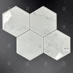 295x310mm Hexagonal Glass Mosaic Tile Glossy Surface  For Bathroom Wall
