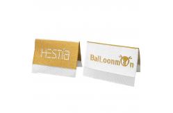 China Custom Clothing Labels Sew On Center Fold Woven Labels Loop Fold Woven Labels supplier