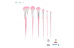 China Pink 6 Piece Makeup Brush Set Durable Plastic Handle Artificial Fiber supplier