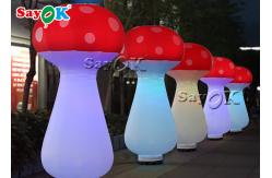 China Red And White LED Light 2.5m Inflatable Mushroom For Music Festival supplier