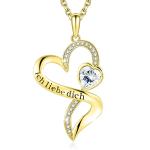 China 18in 0.29oz Double Heart Shaped Necklace Gold Endless Love With White Austrian crystal Crystal for sale