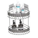2 Tiers No Drilling Wall Mounted Bathroom Storage Rack WOVEN BASKET IRON WIRE Organizer PS Box Shower Caddy for sale