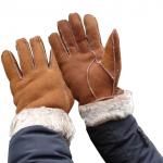 Wholesale Cheap Machine Sewing Stitching Lamb Fur Winter Warm Leather Gloves Men for sale