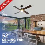 Smart remote control 52 inches 6 speeds MDF black ceiling fan with Metal body material for sale