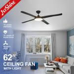 Modern Black LED Ceiling Fan 4 ABS Blades Energy Saving DC Motor for sale