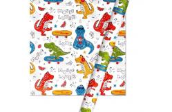 China White Dinosaur Patterned 50CMX70CM Gift Wrap Paper Roll For Toys Package supplier