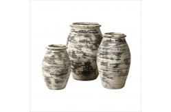 China Hand Carved GRC Planter Pots Fireproof With Drainage Hole Scrub Surface supplier