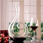 Modern Hand Blown Glass Decanter , Clear Glass Flat Bottom Wine Decanter