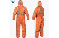 China EN1149 Coverall 56GSM Microporous USA PPE Disposable With Orange Reflective Tape supplier