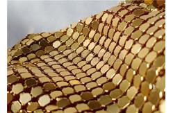 China 4x4mm Aluminium Metal Flake Fabric In Gold Used As Auxiliary Material supplier