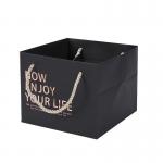 Custom Printed Large Square Bottom Paper Carrier Bags With Satin Ribbon Handles